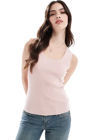 New Look Camiseta rosa de tirantes con cuello ancho de