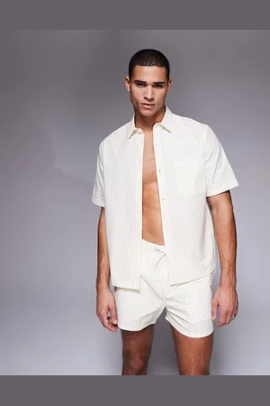 ASOS Camisa a rayas amarillas de corte cuadrado extragrande de sirsaca de (parte de un conjunto)
