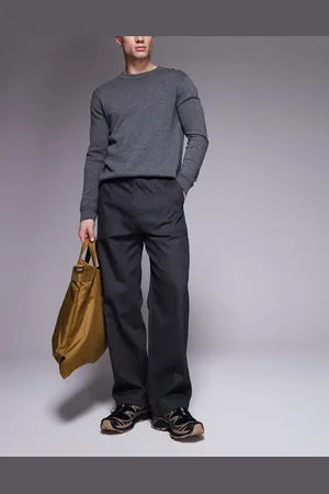 ASOS Pantalones grises de pernera recta con patrón de espiga de