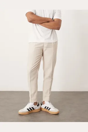 ASOS Pantalones de vestir color de corte tapered con pinzas delanteras de mezcla de lana de -Neutro
