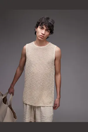 Topman Camiseta color sin mangas holgada de punto de -Neutro