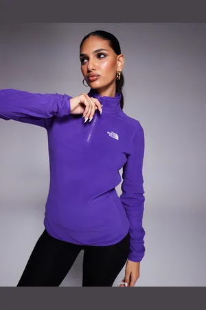 The North Face Polar morado con cremallera corta y logo Glacier de