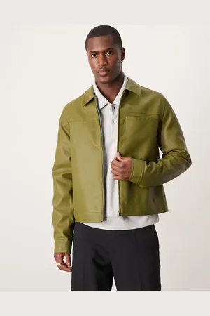 ASOS Chaqueta Harrington verde de cuero sintético de