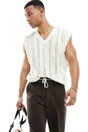 ASOS Chaleco con cuello de pico de punto pointelle de