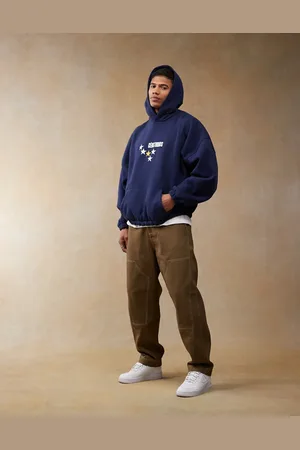 ASOS Pantalones marrones holgados y extragrandes con detalles de estilo carpintero de