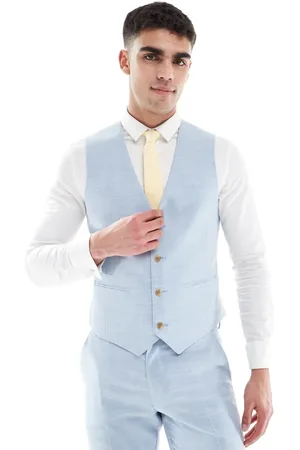ASOS Chaleco de traje azul entallado con acabado texturizado de Wedding