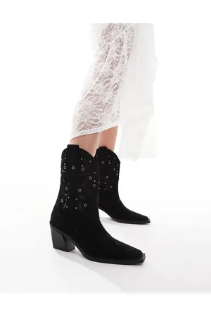 ASOS Botas negras de tacón de estilo wéstern con detalle de piedras Roan de