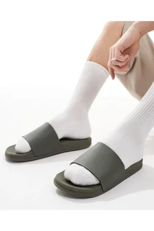 SEQWL Sandalias verde con diseño de tira Mamun de