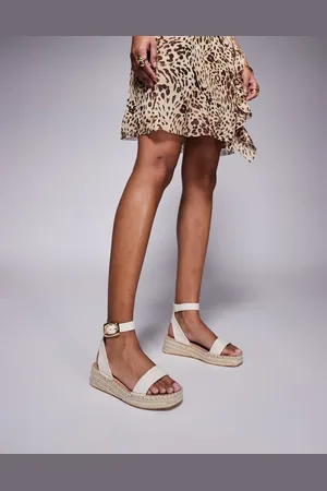 South Beach Sandalias color estilo alpargata con diseño en dos partes de tejido efecto lino de -Blanco