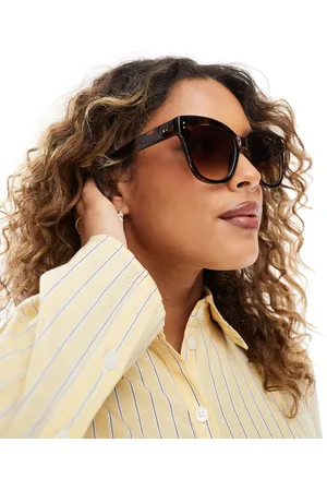 Pieces® Gafas de sol marrón efecto carey redondas con lentes degradadas de
