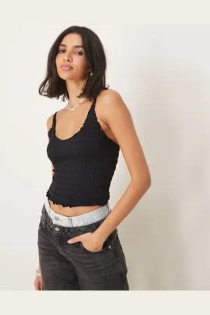 Free People Top de tirantes fruncido sin costuras de