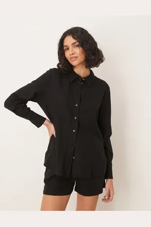 JDY Camisa negra holgada de lino de (parte de un conjunto)