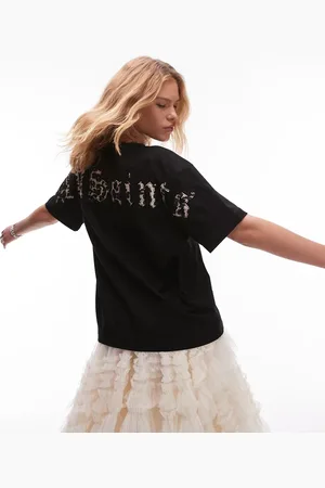 AllSaints Camiseta negra con parche Etta de