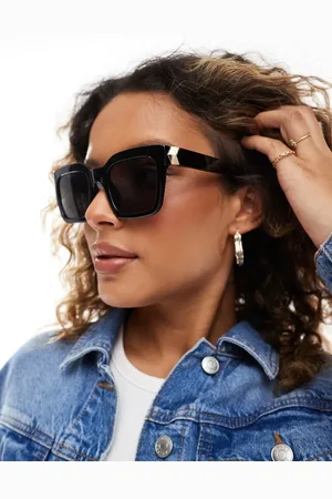 Pieces® Gafas de sol negras con montura rectangular de