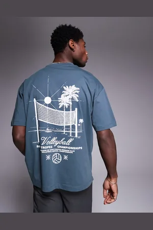 ASOS Camiseta gris carbón con estampado gráfico deportivo de