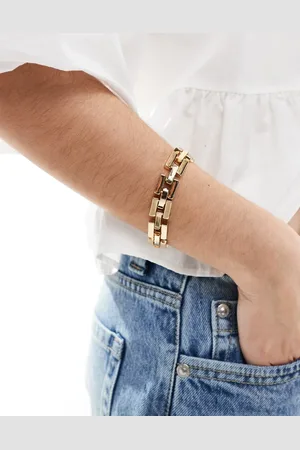 ASOS Pulsera dorada de cadena con eslabones rectangulares de