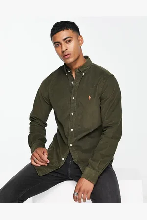 Ralph Lauren Camisa abotonada de corte slim con logo de pana fina de