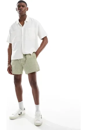 ASOS Pantalones muy cortos a rayas verdes y blancas de corte ancho de