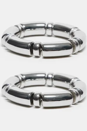 ASOS Pack de 2 pulseras plateadas elásticas sin cierres de -Dorado