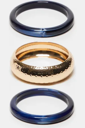 ASOS Pack de 3 pulseras en tonos azul oscuro y de resina de