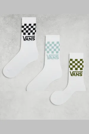 Vans Pack de 3 pares de calcetines deportivos de color blanco con cuadros grises, negros y azules clásicos de -Multicolor