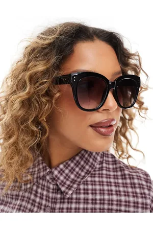 Pieces® Gafas de sol negras redondas con lentes degradadas de