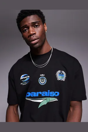 ASOS Camiseta negra extragrande con estampado gráfico deportivo de