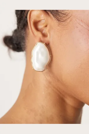ASOS Pendientes de botón dorados con diseño de perla sintética de