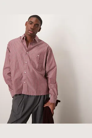 ASOS Camisa a rayas de corte cuadrado de -Rojo