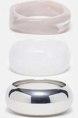ASOS Pack de 3 pulseras rígidas de resina y metal de