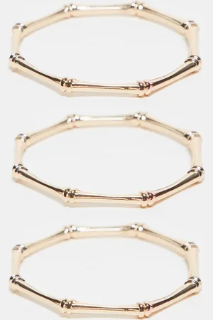 ASOS Pack de 3 pulseras doradas rígidas sin cierres con diseño estilo bambú de