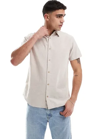 JJ Camisa beis de manga corta de mezcla de lino de -Neutro