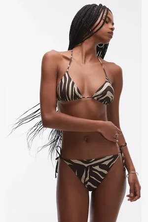 & OTHER STORIES Braguitas de bikini marrones anudadas a los laterales con estampado de cebra de -Marrón