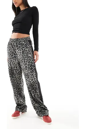 PUMA Pantalones de pernera recta con estampado de leopardo oscuro T7 de