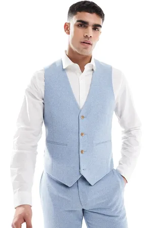 ASOS Chaleco de traje de corte slim de tejido entramado de mezcla de lana de