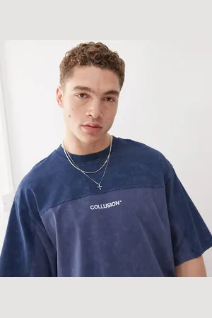 COLLUSION Camiseta de corte cuadrado con diseño dividido y logo de