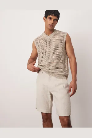 MANGO Pantalones cortos de lino premium de -Neutro