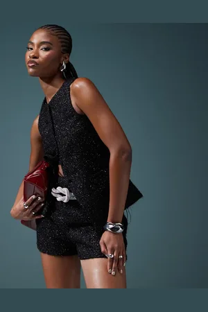 ASOS Chaleco con cuello subido de bouclé brillante de (parte de un conjunto)