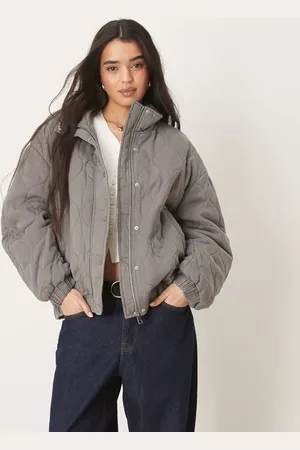 ASOS Chaqueta bomber gris lavado guateada con detalle en el canesú de -Sin color