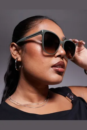 Quay Australia Gafas de sol verdes con montura redondeada Rent Free de Quay