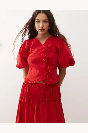 Reclaimed Top de estilo wéstern con mangas abullonadas y lazada delantera de (parte de un conjunto)