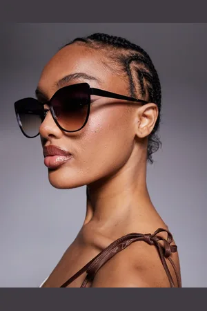 Quay Australia Gafas de sol negras estilo ojos de gato con lentes naranjas degradadas In Pursuit de Quay