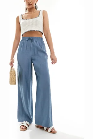 New Look Pantalones de pernera ancha de tejido efecto rugoso de