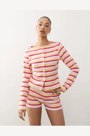 Reclaimed Top a rayas multicolores abotonado de manga larga de (parte de un conjunto)