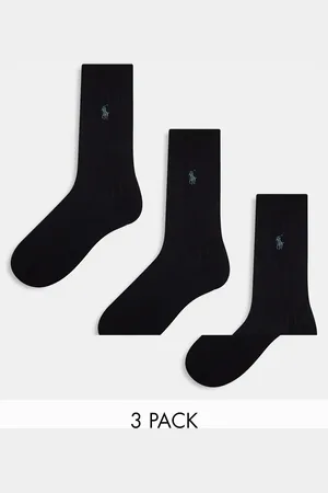 Ralph Lauren Pack de 3 pares de calcetines negros de algodón egipcio de
