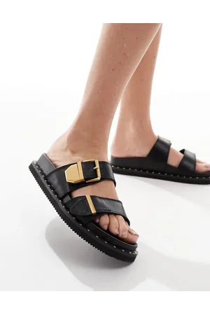 Aldo Sandalias negras con plantilla moldeada y dos hebillas de cuero Elyna de -Negro