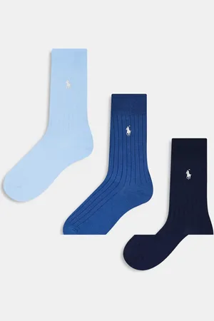 Ralph Lauren Pack de 3 pares de calcetines de color azul con logo de algodón egipcio de