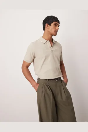 MANGO Polo beis claro con cuello de solapas de punto liso de -Neutro