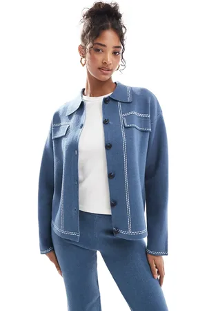 Object Camisa azul de estilo wéstern de punto de (parte de un conjunto)