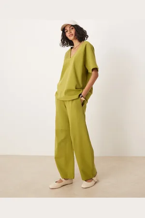 ASOS Joggers caquis de pernera barrel de tejido entrelazado de (parte de un conjunto)-Verde